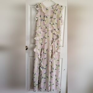 Ted Baker All Over Floral Print Sheer Material Maxi Dress, Size 5